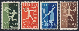 Lithuania B43-B46,CTO.Mi 417-420. National Olympiad,1938.Javelin,Archery,Diving, - Lituanie