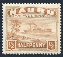 Nauru 17 Glazed Surfaced White Paper,perf 14, Hinged. Mi 15C. Freighter, 1947. - Nauru