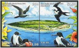 Nauru 490 Ad Block, MNH. Pacific Islands Forum, 2001. Birds, Flowers, Flags. - Nauru