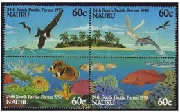 Nauru 402-405a Block, MNH. Michel 394-397. 24th South Pacific Forum, 1993. Birds - Nauru