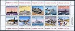 Nauru 530 Aj,531 Sheets, MNH. End Of WW II,60th Ann.2005. Naval Ships, Aircraft. - Nauru