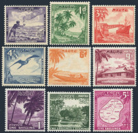 Nauru 39-47, MNH. Mi 37/50. 1954. Anibare Bay, Casting Throw-net,Bird,Map,Canoe, - Nauru