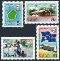 Nauru 114-117,117a Sheet,MNH. UPU-100, 1974. Map,P.O.Mailman On Motorcycle,Flag. - Nauru