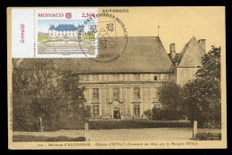 MONACO (2021) Carte Maximum Card - Château D'Effiat - Site Historique Grimaldi De Monaco, Blason, Coat Of Arms, Escudo - Maximumkarten (MC)