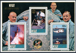 Niue 257a Sheet, Hinged. Michel Bl.22. 1st Landing-Moon, 10th Ann. Helicopter. - Niue