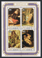 Niue 349a Sheet, MNH. Michel Bl.51. Christmas 1981, Rembrandt Paintings. - Niue