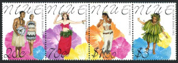 Niue 752 Ad Strip, MNH. Michel 949-952. Dancers 2000. - Niue