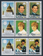 Niue 357-359A Pair/label Strips,359a,MNH. BIRTH OF PRINCE WILLIAM OF WALES.1982. - Niue