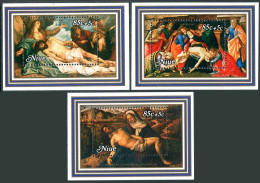 Niue B38-B40, MNH. Mi Bl.29-31. Easter 1980. Pieta. Bellini,Botticelli,Van Dyck. - Niue