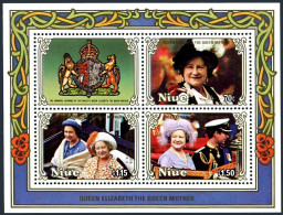 Niue 476-478,478a,479 Sheets,MNH.Mi 618-621 Klb. Queen Mother,85th Birthday.1985 - Niue