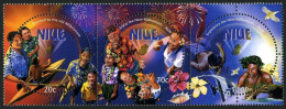 Niue 741, MNH. Mi 936-938. Millennium, 1999. Canoe, Swimmers, Fish, Bird, Shell. - Niue