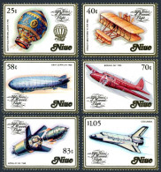 Niue 389-394, MNH. Michel 511-516. Montgolfiere, Wright Flyer, Zeppelin, 1983. - Niue