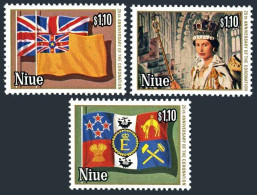 Niue 221 Ac.sheet,221d, MNH. Mi 202-204,klb,Bl.7. QE II Coronation-25. Portrait, - Niue