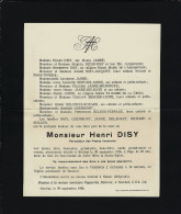 M. Henri DISY, Percepteur Des Postes Honoraire, Décédé à NOIRHAT Le 29-9-1936 à L'âge De 70 Ans - Décès