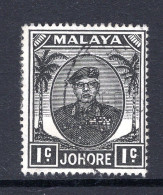 Malaysian States - Johore - 1949 Sultan Sir Ibrahim - 1c Black Used (SG 133) - Johore