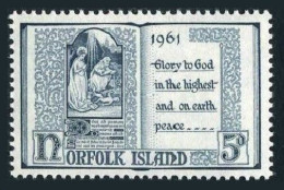 Norfolk 44, Hinged. Mi 44. King James Translation Of The Bible. Christmas 1961. - Norfolkinsel