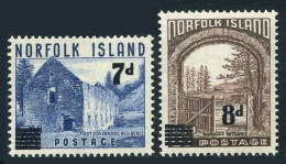 Norfolk 21-22, Lightly Hinged. Michel 23-24. Warder's Tower, New Value 1958. - Norfolk Island