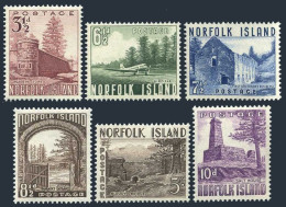 Norfolk 13-18, Lightly Hinged. Mi 15-20. Warders Tower, Airfield, Bridge, 1953. - Norfolk Island