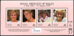 Norfolk 645 Ad Sheet, MNH. Princess Diana Memorial Issue 1998. - Norfolk Eiland