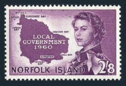 Norfolk 42, Lightly Hinged. Mi 40. Local Government For Norfolk. QE II, Map. - Norfolk Island