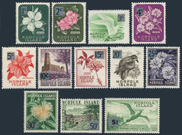 Norfolk 71-82, Hinged. 1966 New Value. Michel 62-73. Flowers, Birds, Ruins. - Norfolkinsel