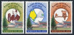 Norfolk 466-468, MNH. Mi 466-469. Radio Australia, 50th Ann. 1989. Map, Bird. - Norfolk Island