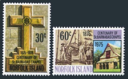Norfolk 190-191, MNH. Michel 173-174. St Barnabas Chapel Centenary, 1975. - Norfolkinsel