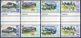 Norfolk 256,262A,264,268 Gutter. MNH. Airplanes 1981. Bird. - Isla Norfolk