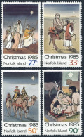 Norfolk 373-376, MNH. Mi 373-376. Christmas 1985: Shepherds, Camel, Cow, Donkey. - Isola Norfolk