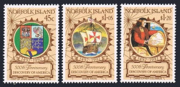 Norfolk 517-519, MNH. Michel 519-521. Discovery Of America-500, 1992. Columbus. - Norfolk Island