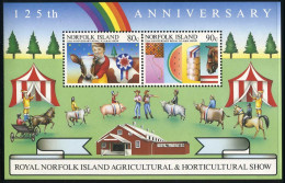 Norfolk 372a, MNH. Mi Bl.8. Agricultural, Horticultural Show, 1985. Cow, Horses, - Isla Norfolk