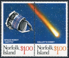 Norfolk 381 Ab Pair, MNH. Mi 381-382. Halley's Comet, 1986. Giotto Space Probe. - Norfolk Eiland