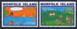 Norfolk 369-370, MNH. Michel 369-370. Youth Year IYY-1985. Child Drawings. - Norfolk Island