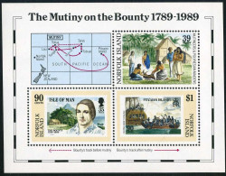 Norfolk 456 Sheet, MNH. Mi Bl.12. Mutiny On The Bounty, 200, 1989.Capt.Bligh.Map - Norfolkinsel