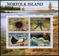 Norfolk 380a Sheet, MNH. Mi Bl.9. Sea Urchin, Starfish, Eagle Ray, Ell. 1986. - Ile Norfolk