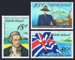 Norfolk 222-224, MNH. Mi 205-207. Capt.James Cook's Arrival In Hawaii. Ship.1978 - Isola Norfolk