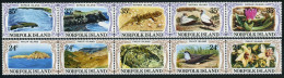 Norfolk 288-289 Strips, MNH. Mi 276-285. Nepean, Philip Islands Views,1982. Bird - Norfolk Eiland