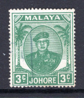 Malaysian States - Johore - 1949 Sultan Sir Ibrahim - 3c Green Used (SG 135) - Johore