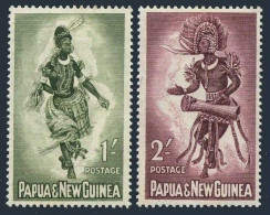 Papua New Guinea 158-159, Hinged. Michel 34-35. Dancers, Drum, 1961. - Papouasie-Nouvelle-Guinée