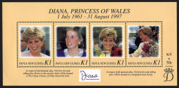 Papua New Guinea 937 Ad Sheet, MNH. Diana, Princess Of Wales, Memorial 1998. - Papouasie-Nouvelle-Guinée