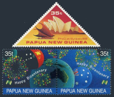 Papua New Guinea 695,696 Ab,hinged.SYDPEX-1988:Opera House,Lakatoi Ship,Firework - Papua New Guinea