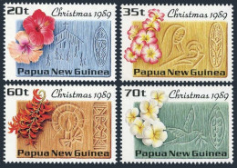 Papua New Guinea 725-728, MNH. Mi 606-609. Christmas 1989. Flowers, Church,Dove, - Papouasie-Nouvelle-Guinée