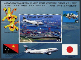 Papua New Guinea 923,MNH.Michel 803 Bl.13. 1st Flight,Port Moresby - Osaka,1997. - Papua New Guinea