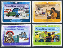 Papua New Guinea 584-587, MNH. World Communication Year WCY-1983. Plane, Track. - Papouasie-Nouvelle-Guinée