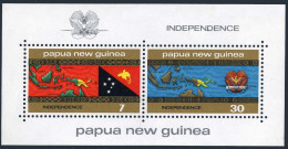 Papua New Guinea 424a,MNH.Michel Bl.1. Independence 09.16.1975.Map,Flag,Arms. - Papouasie-Nouvelle-Guinée