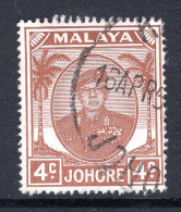 Malaysian States - Johore - 1949 Sultan Sir Ibrahim - 4c Brown Used (SG 136) - Johore