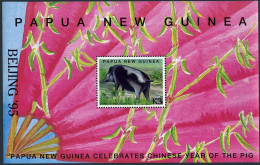 Papua New Guinea 883, MNH. Mi Bl.8. New Year, Lunar Year Of Boar. BEIJING-1995. - Papua Nuova Guinea