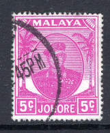 Malaysian States - Johore - 1949 Sultan Sir Ibrahim - 5c Bright Purple Used (SG 136a) - Johore