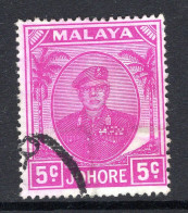 Malaysian States - Johore - 1949 Sultan Sir Ibrahim - 5c Bright Purple Used (SG 136a) - Johore