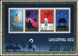 Samoa 394a Sheet, MNH. Mi Bl.5. Christmas 1973. Painting By Jahnke, Keil, Coter. - Samoa (Staat)